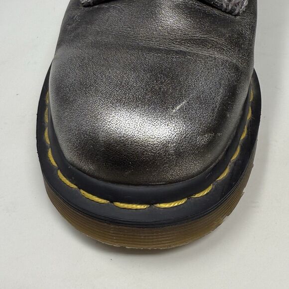 Dr Doc Martens 10183 Combat Boots Womens 7 Silver 14 Eyelet Zip Lace Up Goth - Picture 7 of 15
